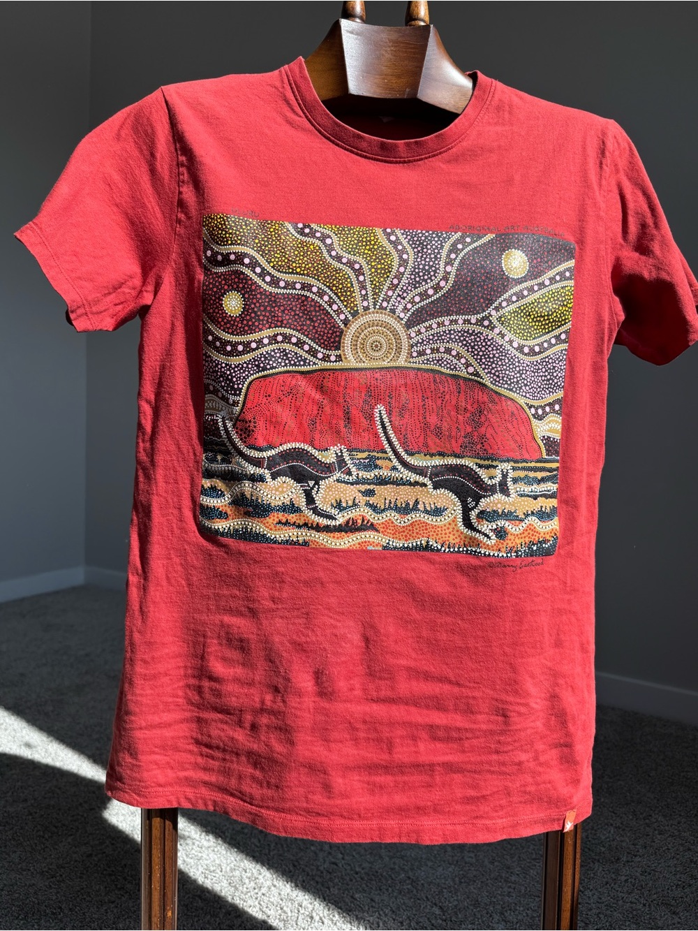Red Kids Graphic Tee with Indigenous Art Motif